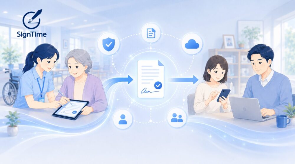 介護現場の電子契約|対面サイン×遠隔署名の実際の運用フローを紹介
