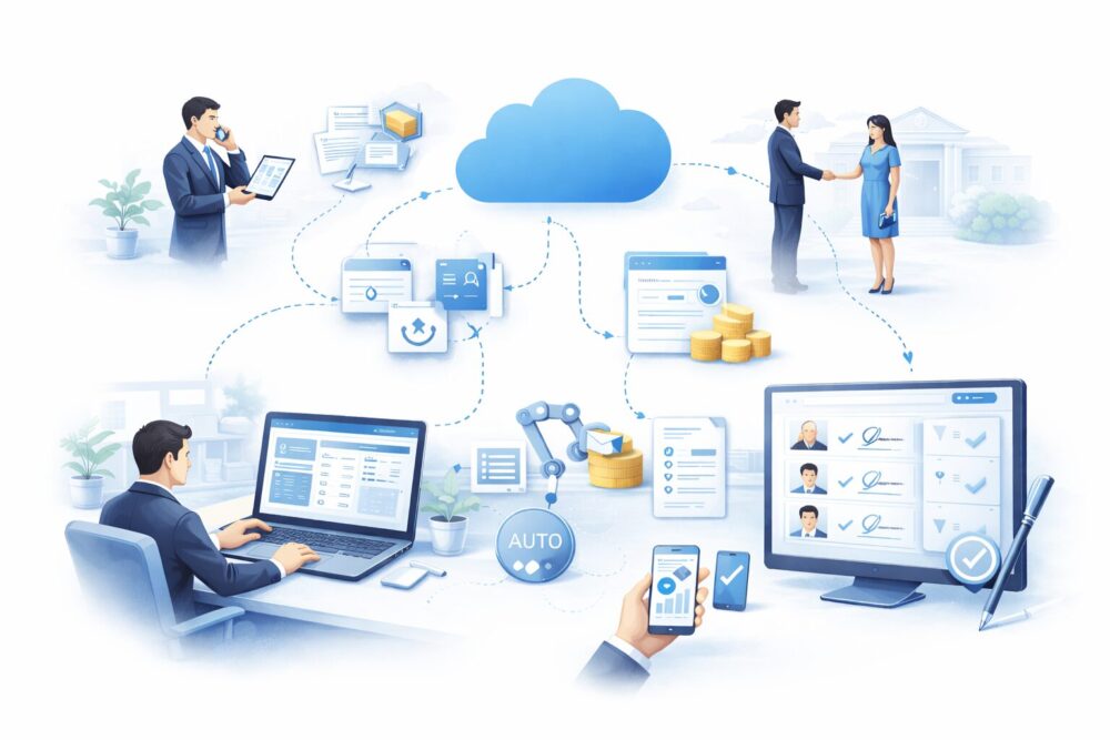 Salesforceと電子契約の連携で営業DXを実現する業務イメージ｜サインタイムを活用した営業の1日