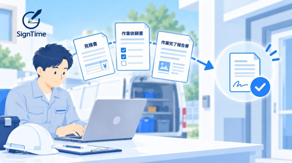 修理・メンテナンスの作業依頼書を電子化|見積確認・作業完了報告をスムーズに